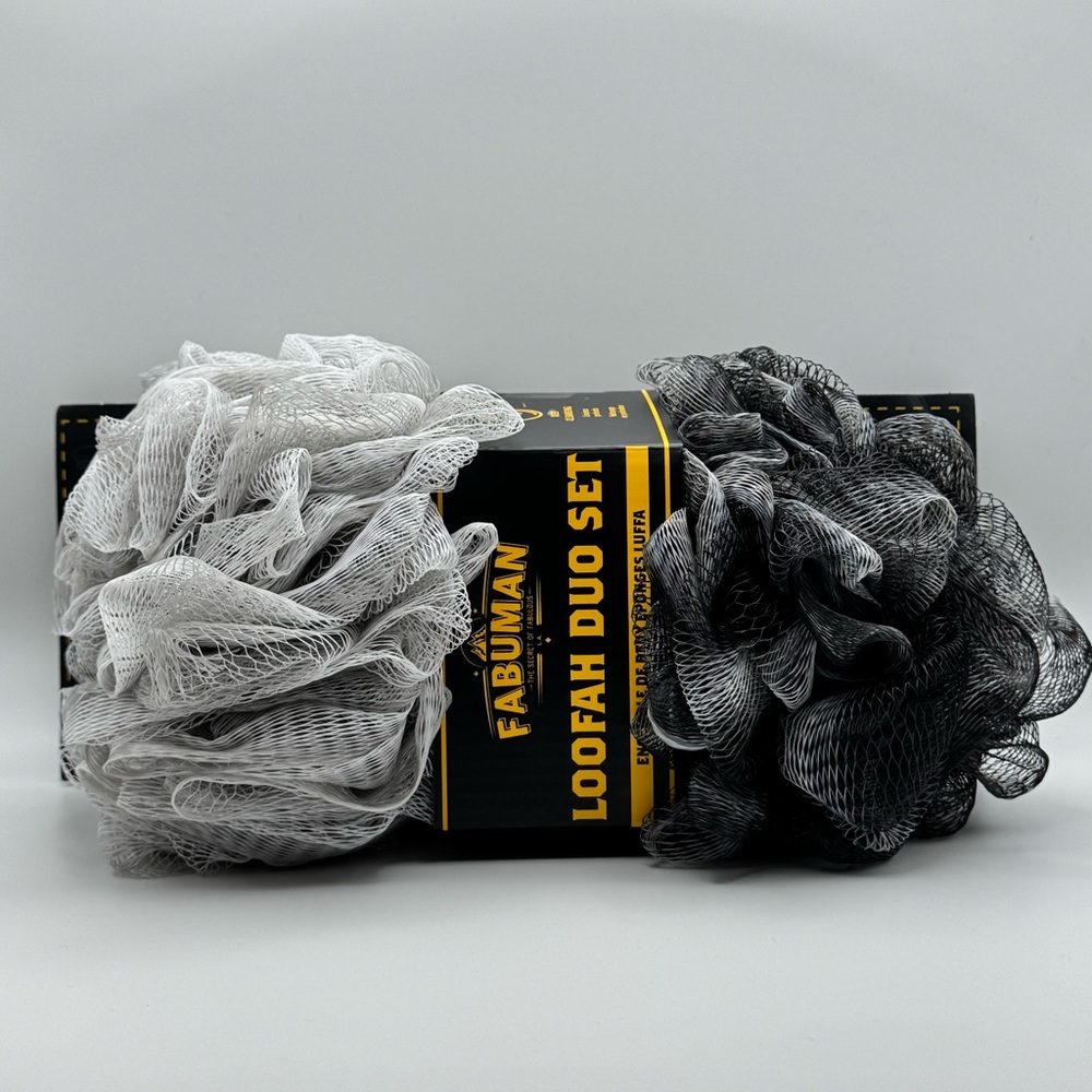 Loofah Duo Set in Black and White Body Scrubber Well Made Thick